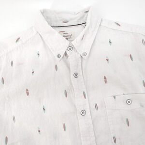 Weatherproof‎ Vintage Linen Blend Surfboard Print Short Sleeve Button Down Shirt